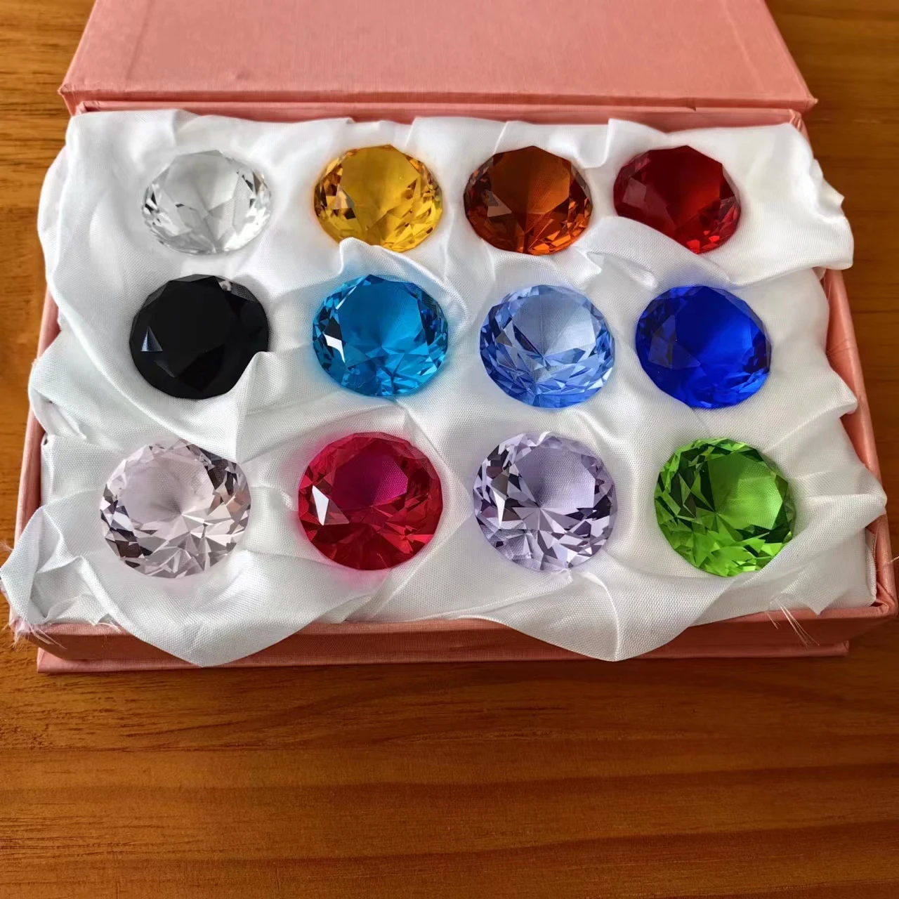 Caja de colores de cristal gigante, pisapapeles de diamante, decoración de mesa, joyería artesanal, regalos de adornos navideños para boda en casa