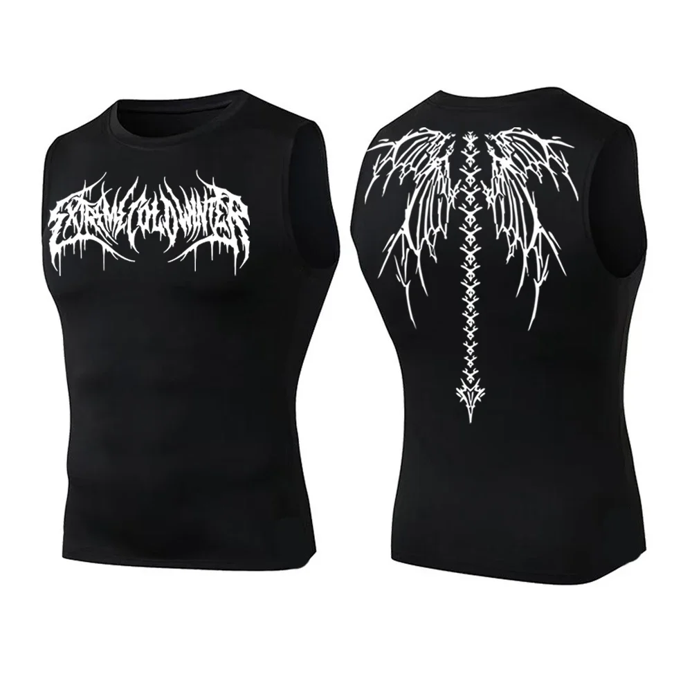 Camiseta de compresión Y2K para hombre, Top de entrenamiento, medias deportivas de verano, camiseta sin mangas para correr, camiseta sin mangas de secado rápido para Fitness, chaleco ajustado