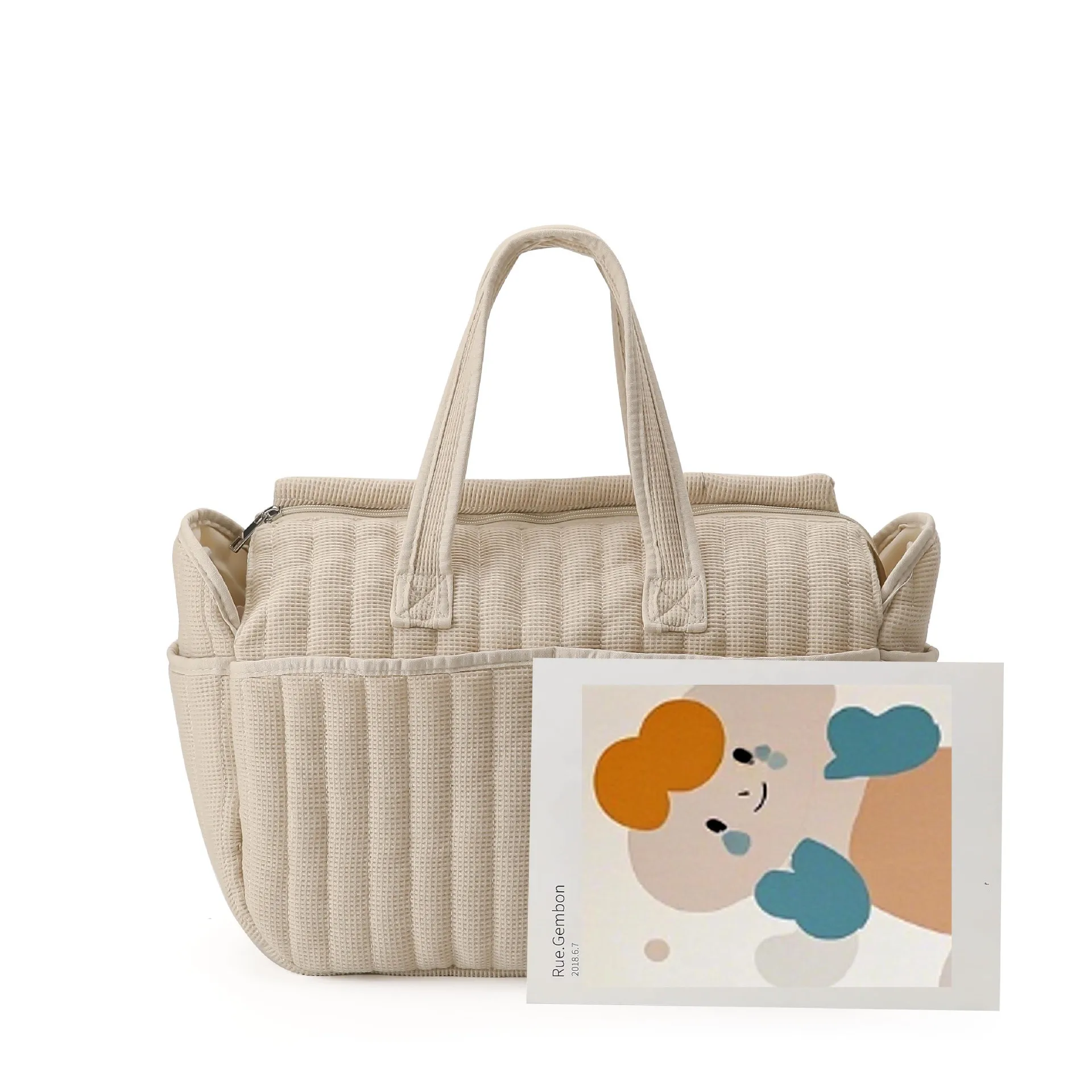 Bolsa de pañales sólida, mochila de pañales multifuncional impermeable a la moda, bolsa de cambio de enfermería para bebé, bolsa grande y elegante