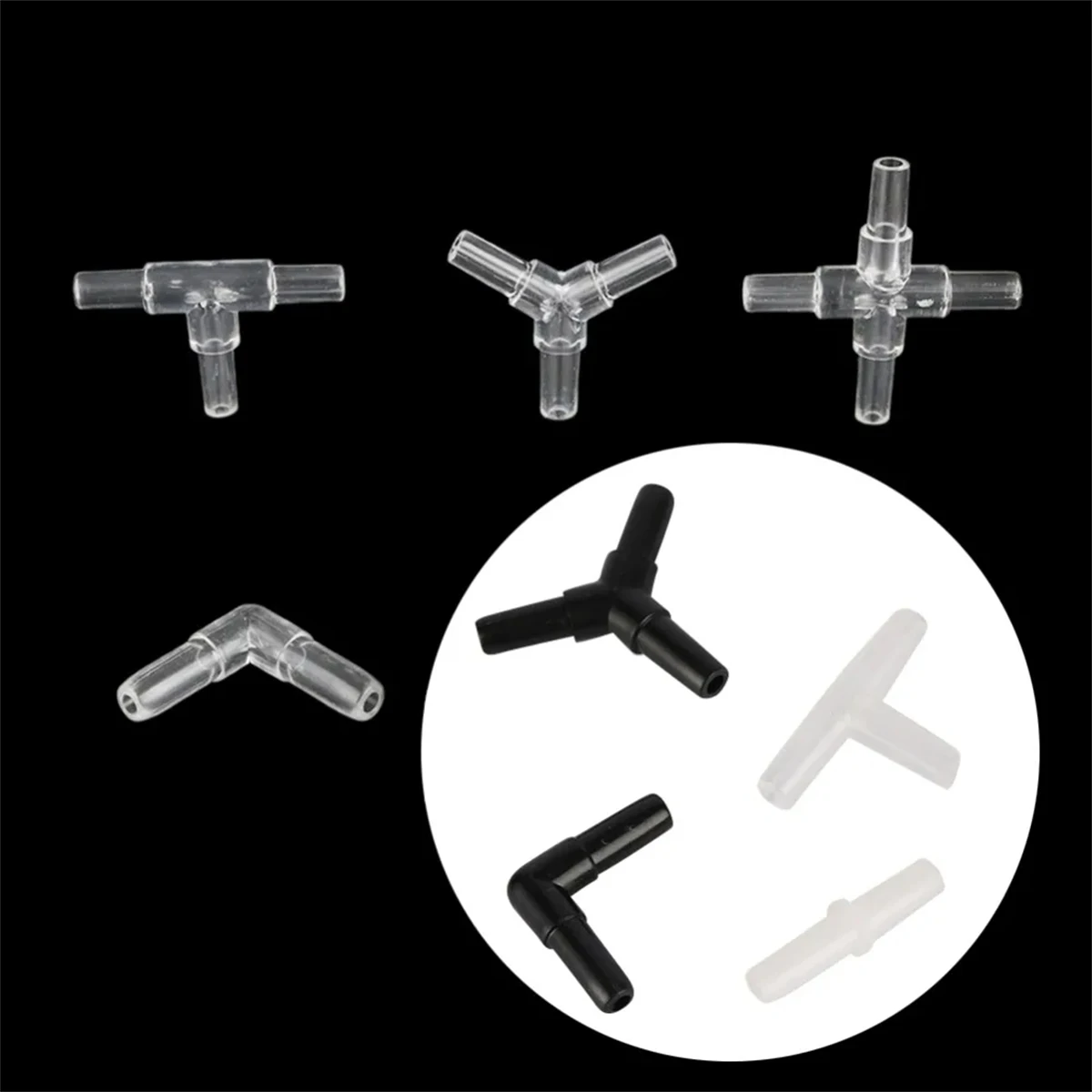 Accesorios de oxigenación para pecera, manguera en T de 4mm, codo recto en forma de Y, adaptador de tubo de aire de 3 vías, junta de tubo de agua para acuario, 20/100 Uds.