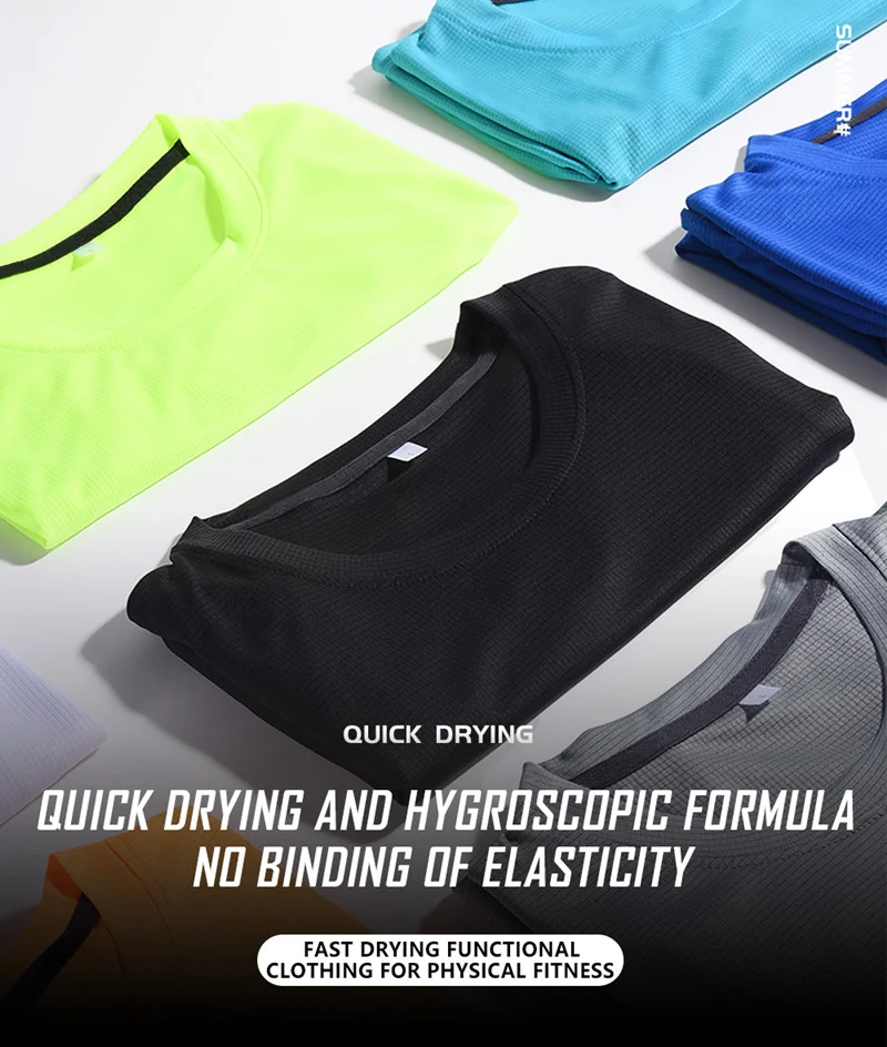 Camiseta de manga larga y corta para hombre, Tops deportivos para Fitness, correr por la mañana, seda de hielo, secado rápido, ropa de gimnasio para montañismo al aire libre