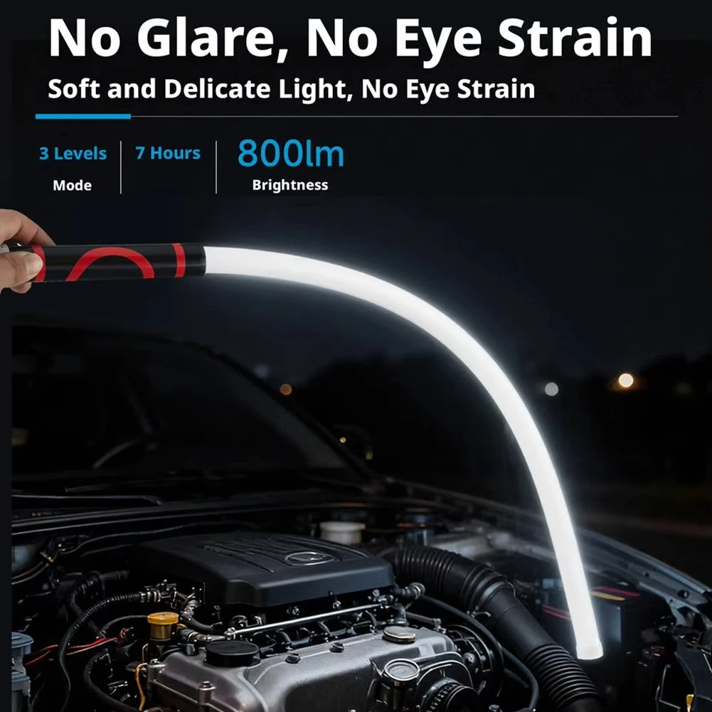 Tira de luz LED de silicona flexible de 73cm, linterna LED de alto lumen, luz de trabajo profesional, herramienta portátil para reparación de automóviles