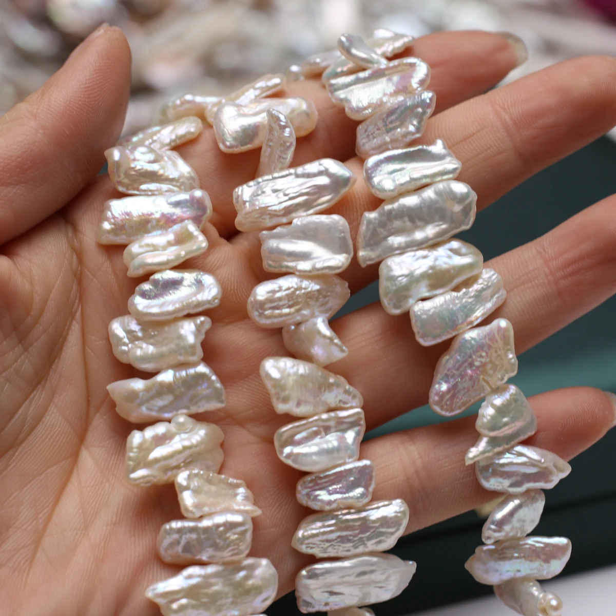8x16mm5A impecable Natural de agua dulce barroco blanco Pipa cuentas aisladas regalo de mujer joyería hacer DIY collar pulsera Accesorios