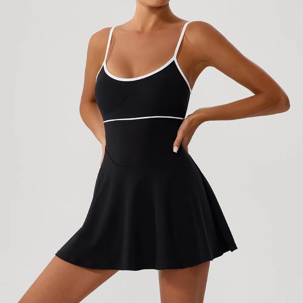 Vestido de tenis para mujer con bolsillos, faldas de golf, pantalones cortos, traje de yoga, ropa de bádminton, ropa deportiva