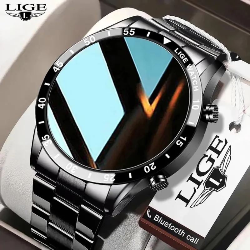 Reloj inteligente 2024 LIGE con pantalla táctil de círculo completo para hombre, reloj deportivo con caja +