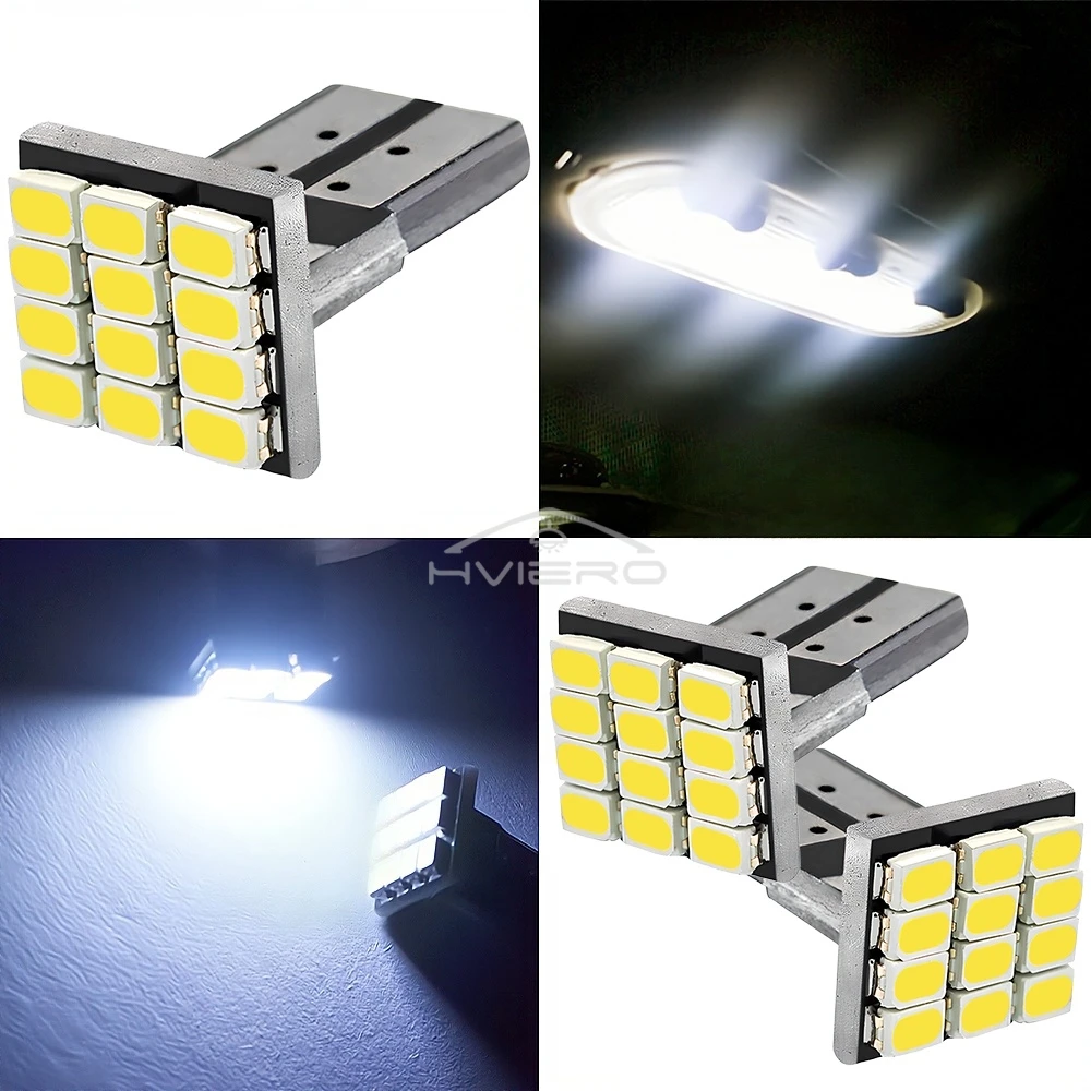 10 Uds T10 W5W 12SMD 1206 cuña de coche LED blanco DC 12V Canbus sin decodificador de errores luces externas lámpara de placa de matrícula Led de respaldo de esquina