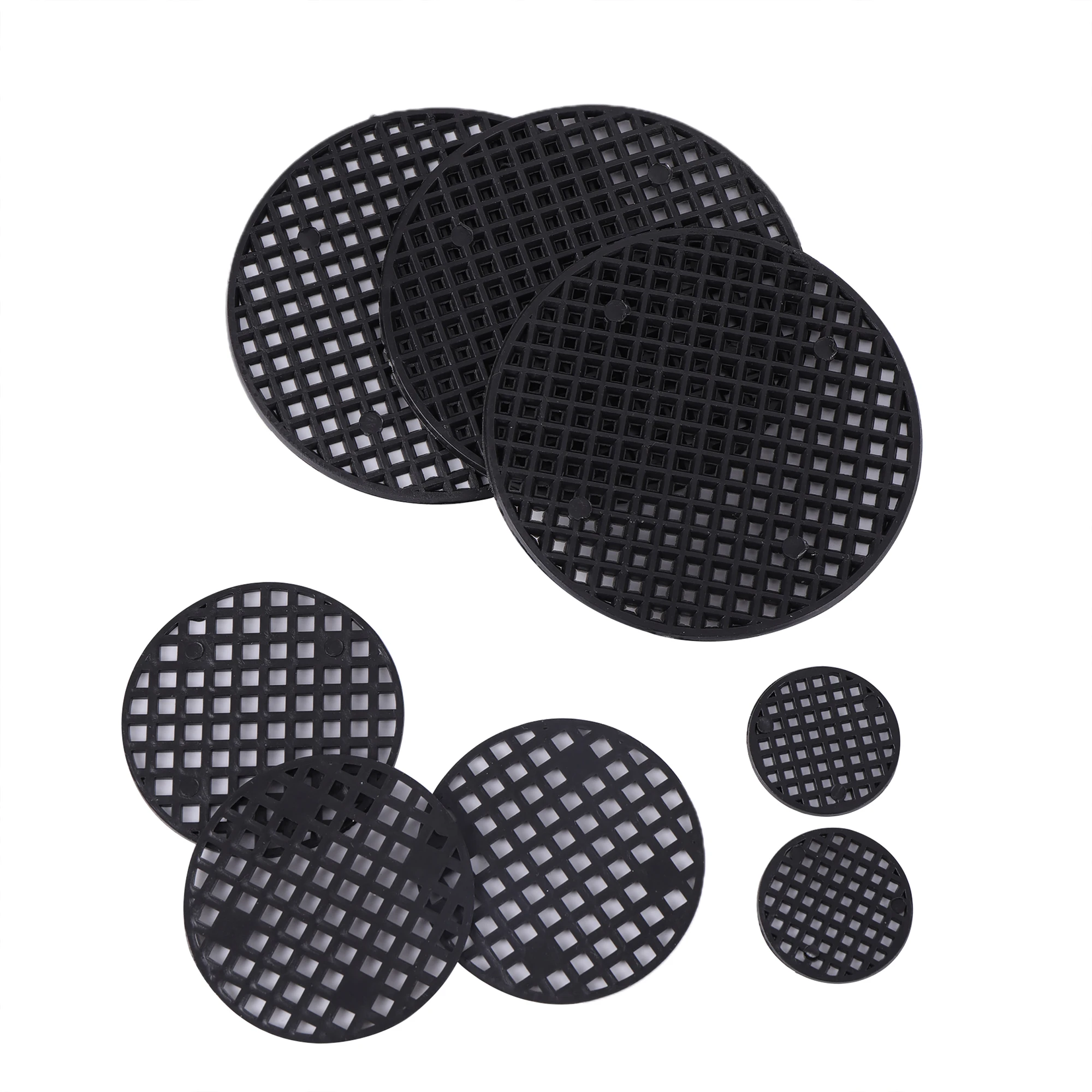 50 Uds. Estera de malla con agujero para maceta de plástico, estera de malla redonda para maceta de bonsái, 2,5/4,5/7,5 cm, fondo para maceta, plástico redondo transpirable