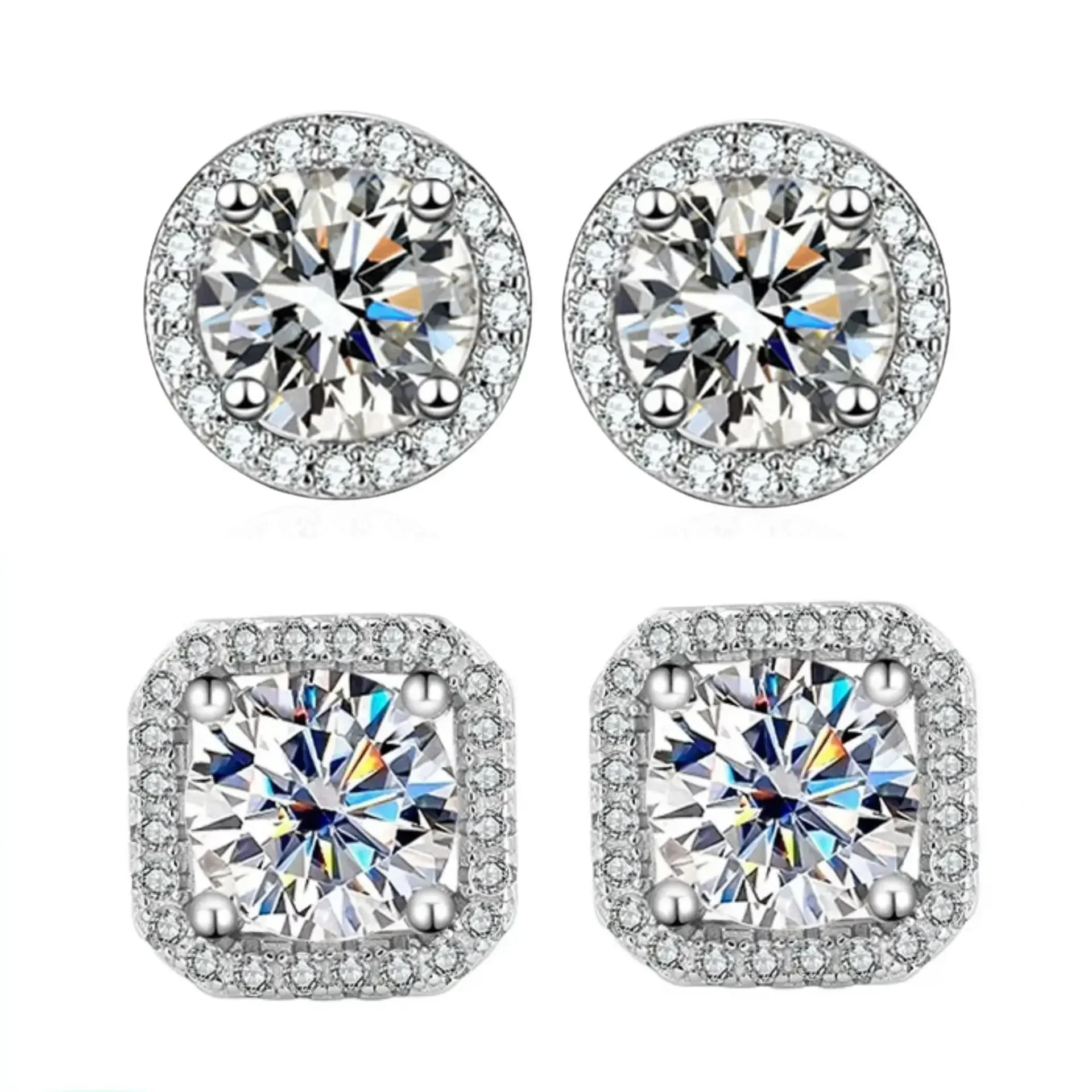 Pendientes de Diamantes, Pendientes de Moissanita, Pendientes Cuadrados, Joyería Elegante y Sencilla para Fiestas, Regalo para el Día de San Valentín