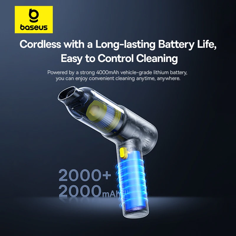 Baseus-aspiradora de coche, pistola sopladora de aire inalámbrica para coche, potente aparato de limpieza portátil para coche, limpiador de vehículos inalámbrico