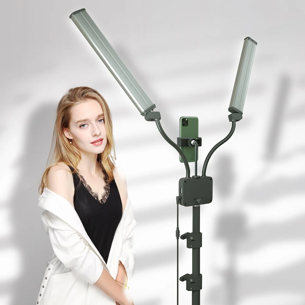 Luz LED para vídeo de 45W, brazos dobles de relleno, tiras largas de luz LED para Selfie, estudio fotográfico, transmisión en vivo, Tiktok Stream