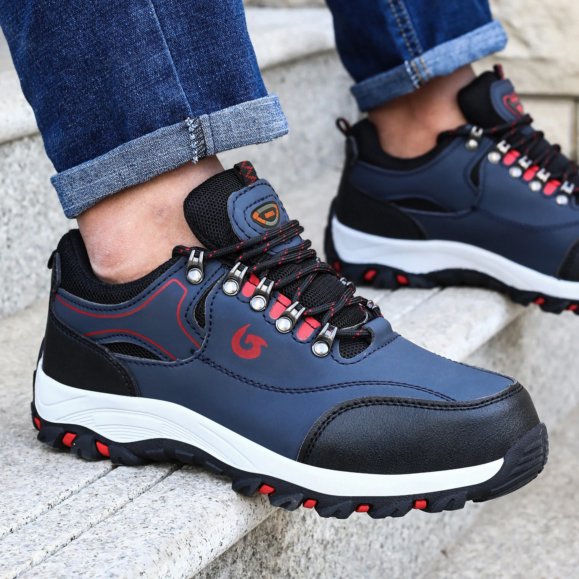 Zapatos de Seguridad con Punta de Acero para Hombre, Botas de Minería, Botas de Seguridad para Trabajo de Construcción, Anti-Aplastamiento, Anti-Pinchazos, Zapatos de Trabajo para Hombre