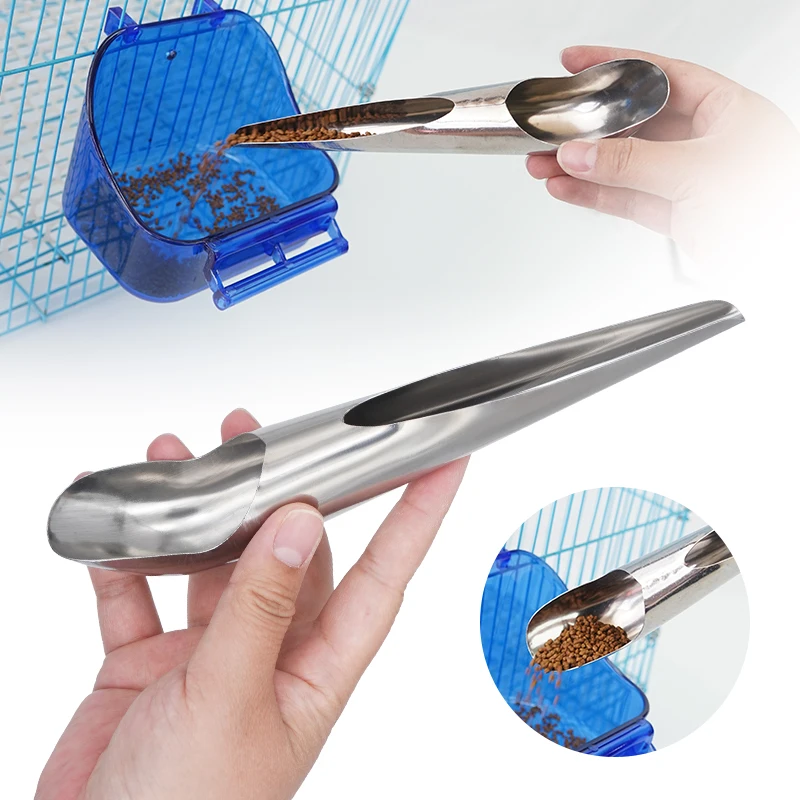 Cuchara de Acero Inoxidable para Alimentar Aves y Loros, Herramienta para Añadir Comida a la Jaula, Accesorio para Alimentación de Mascotas Pequeñas, 1 Pieza