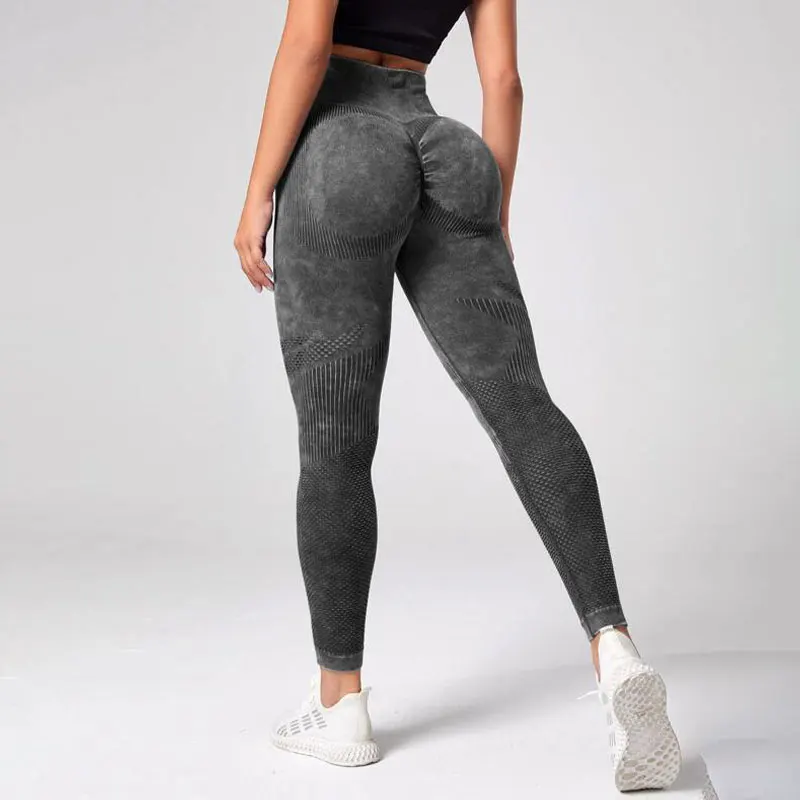 Leggings deportivos básicos con control de barriga y tinte anudado para yoga
