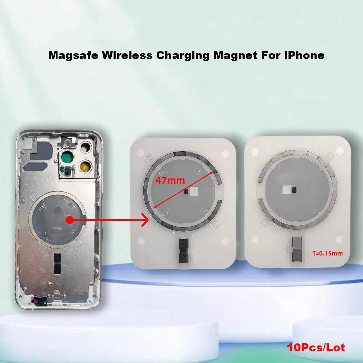 10 unidades de módulo magnético de carga inalámbrica para iPhone 17 Pro, Air 12, 13 Mini, 14, 15 Plus, 16 Pro Max, anillo metálico magnético para la carcasa trasera