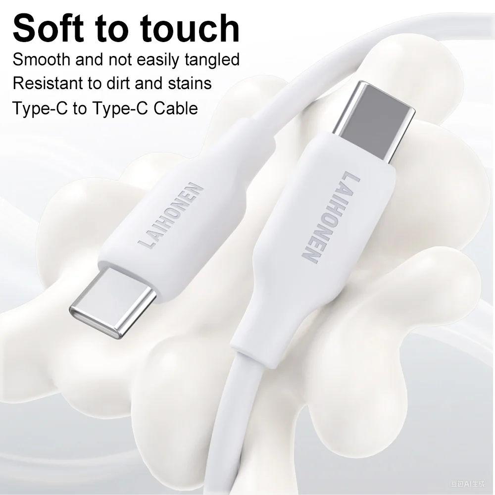 Cable de Silicona Líquida Tipo C con Carga Súper Rápida PD de 60W 3A, Cable USB de Carga Rápida de 1M 2M 3M, Cable USB C a C
