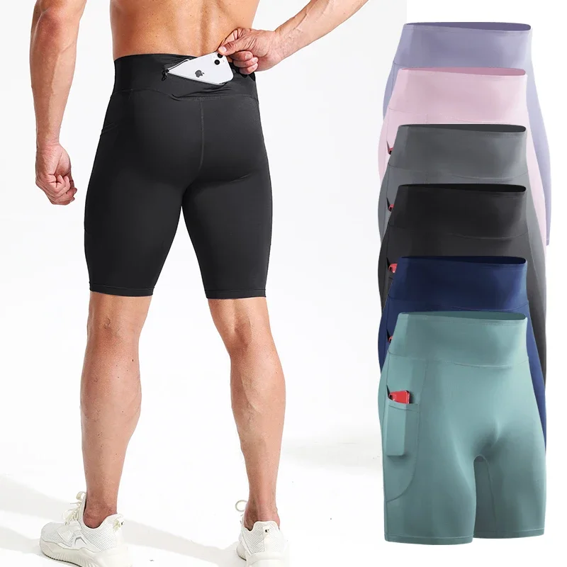 Pantalones cortos con bolsillo para correr al aire libre para hombre, mallas para gimnasio, ciclismo, Fitness, montar, baloncesto, senderismo, entrenamiento, deporte, ropa de fútbol 5