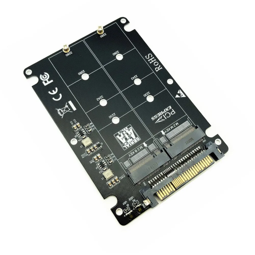 Adaptador M.2 SSD a U.2, convertidor 2 en 1 M.2 NVMe SATA-Bus NGFF SSD a PCI-e U.2 SFF-8639 PCIe M2 para ordenador de escritorio y PC