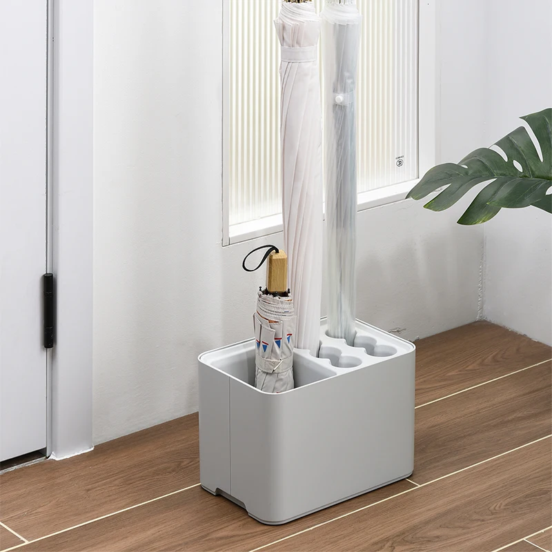 Porta Paraguas con Bandeja Recolectora de Agua, Ideal para Ahorrar Espacio en la Esquina de la Entrada, con Capacidad para 10/15 Paraguas