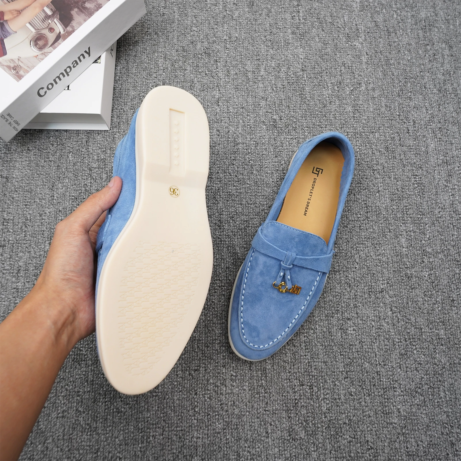 Nuevos Zapatos Casuales de Lujo para Mujer con Punta Redonda, Superficie de Cachemira, Antideslizantes, para Conducir, Color Sólido, Decoración Metálica, Mocasines