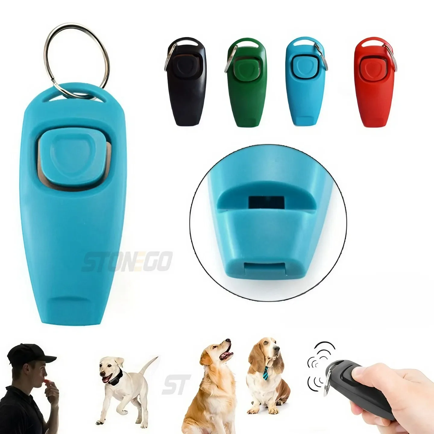 Clicker y silbato multifunción 2 en 1 para mascotas, entrenador de perros con llavero, entrenador de cachorros, flauta y Clicker para perros, suministros para mascotas