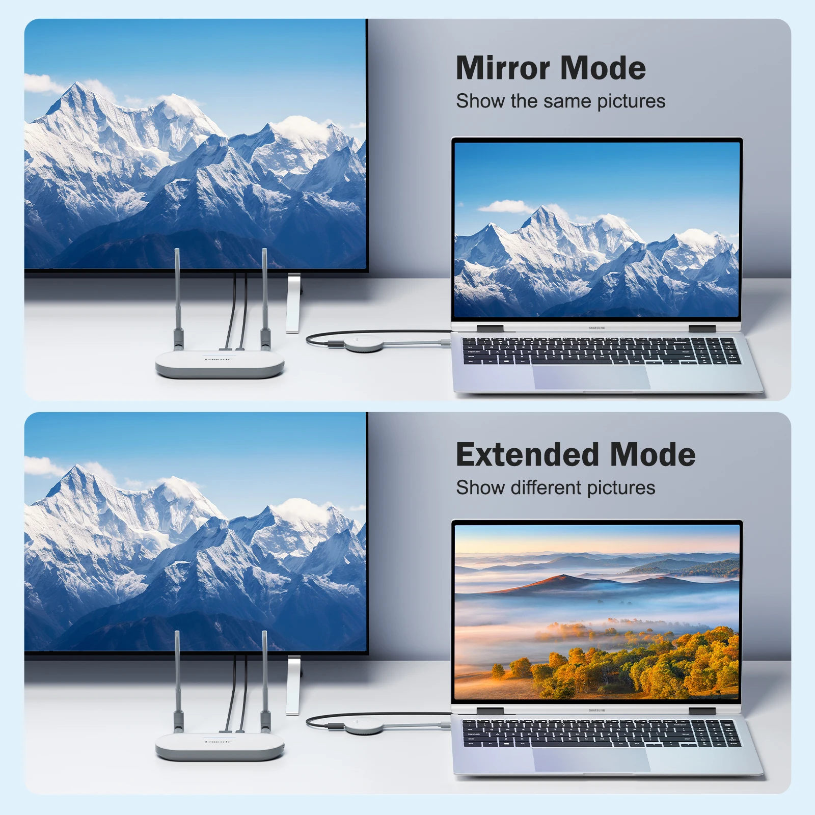 Transmisor de Video HDMI Inalámbrico Lemorele y Receptor HDMI/VGA, Extensor de Pantalla, Adaptador Dongle para PC, TV, Monitor, Proyector