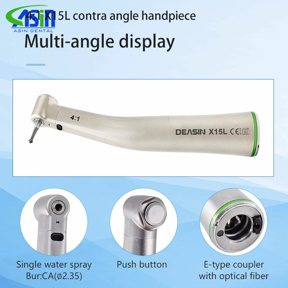 Pieza de mano dental de alta calidad de baja velocidad 1:1 1:5 20:1 con fibra óptica, contra-ángulo recto X25L X95L y turbina de aire