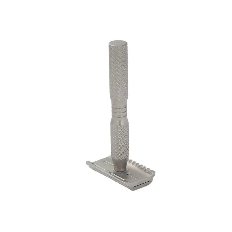 Maquinilla de afeitar de seguridad ligera de titanio con patrón de grano cruzado YAQI Ghost 90DC