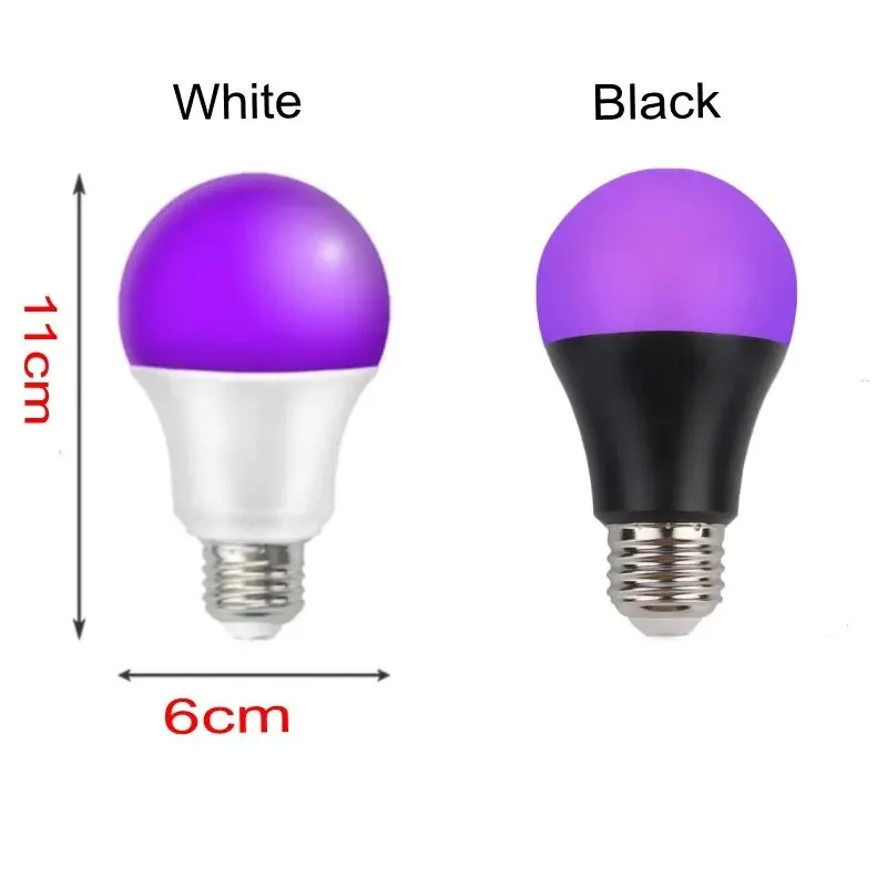 Bombilla Led negra de 9W E27 UV 395nm que brilla en la oscuridad para pintura corporal Club fiesta carteles de neón luz negra Led 385-400nm lámpara de bombilla Led
