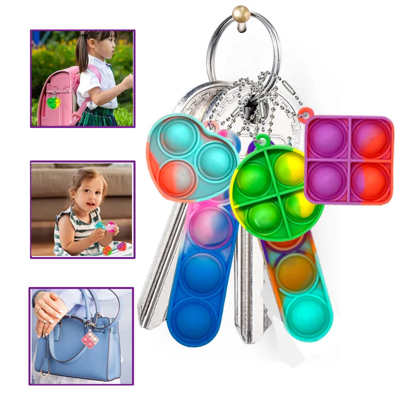 30 Uds. De juguetes Pop Fidget, Mini llaveros Pop, juguetes para niños pequeños, paquete de juguetes sensoriales, paquetes a granel para reducir la presión, regalos de recuerdo de fiesta