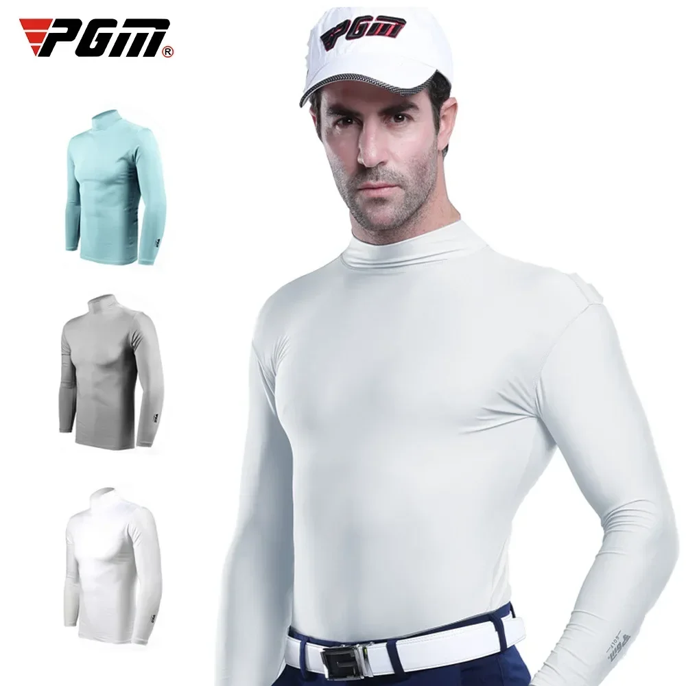 PGM-Camiseta de Golf con protección solar para hombre, ropa interior de manga larga, camisetas de seda helada refrescantes, ropa suave Anti-UV para hombre YF202