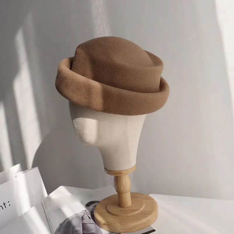 TOMKHU, nueva lana, moda Retro, sombrero Fedora para mujer, boina elegante francesa de diseñador, sombrero de copa para otoño e invierno, estilo de pasarela