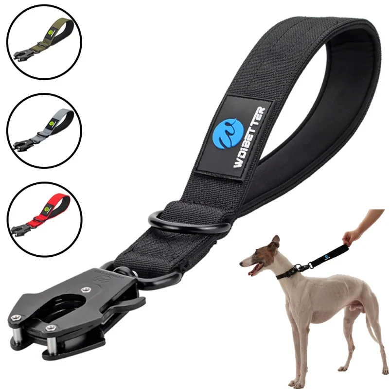 Collar para mascotas, correa para el cuello de perro, correa de nailon para tráfico, correa militar para perros grandes, cuerda corta para paseo, hebilla metálica, accesorios para cachorros