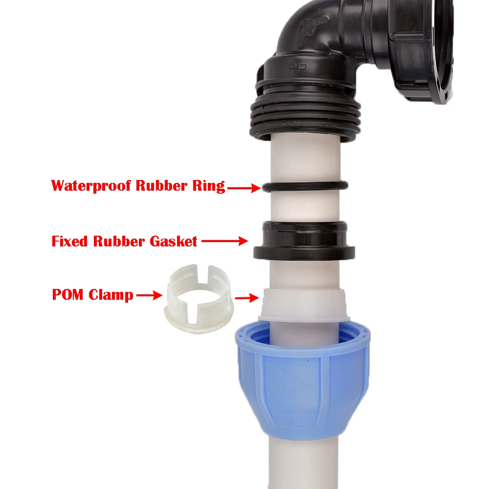 Conector adaptador de tanque IBC de rosca gruesa S60X6, conector de manguera de tanque de agua de jardín PE PVC PPR 20/25/32MM