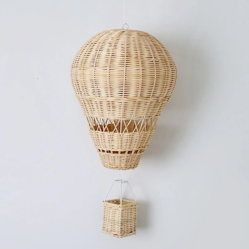 Decoración de globos de aire caliente de ratán, decoración colgante de pared tejida a mano, accesorio de fotografía nórdico hecho a mano para habitación de niños, guardería