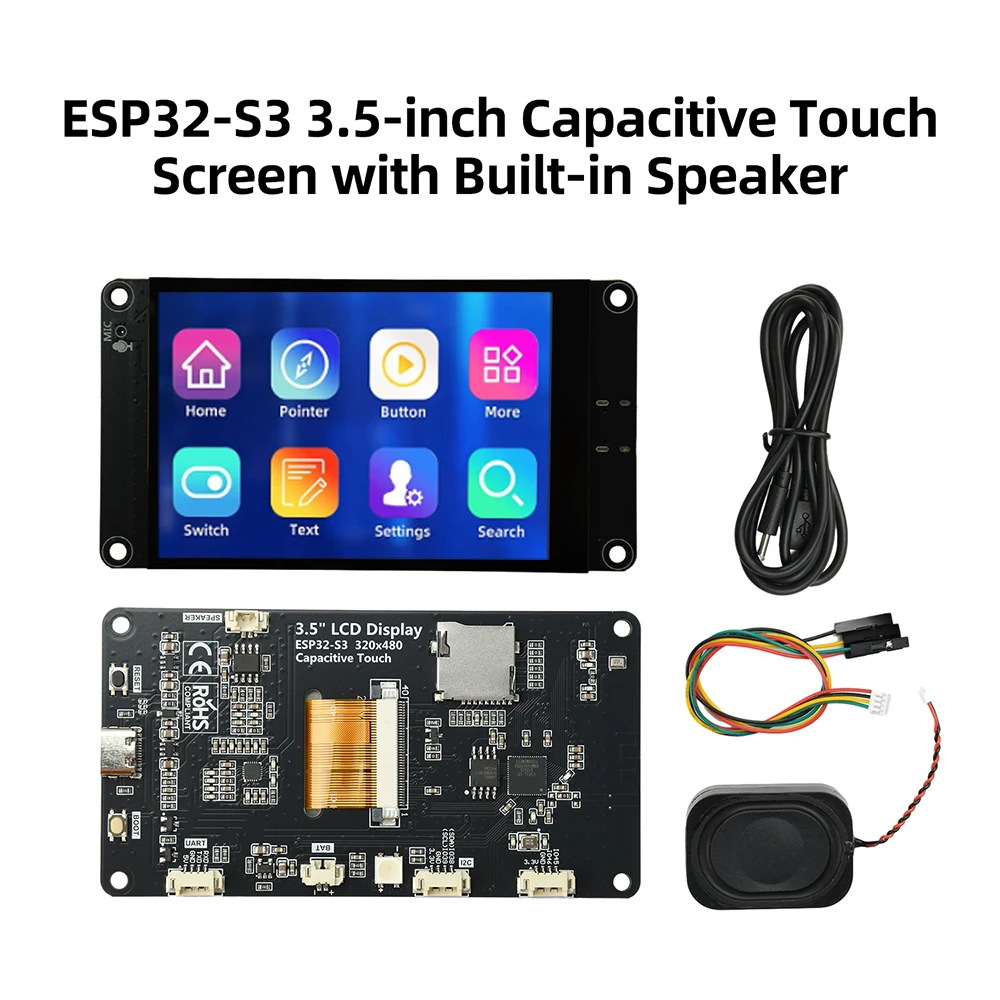 Placa de Desarrollo ESP32-S3 con WiFi y Bluetooth, Pantalla LED IPS de 3.5 Pulgadas 320*480, Módulo de Pantalla Táctil, Compatible con Xiaozhi AI, Tipo C