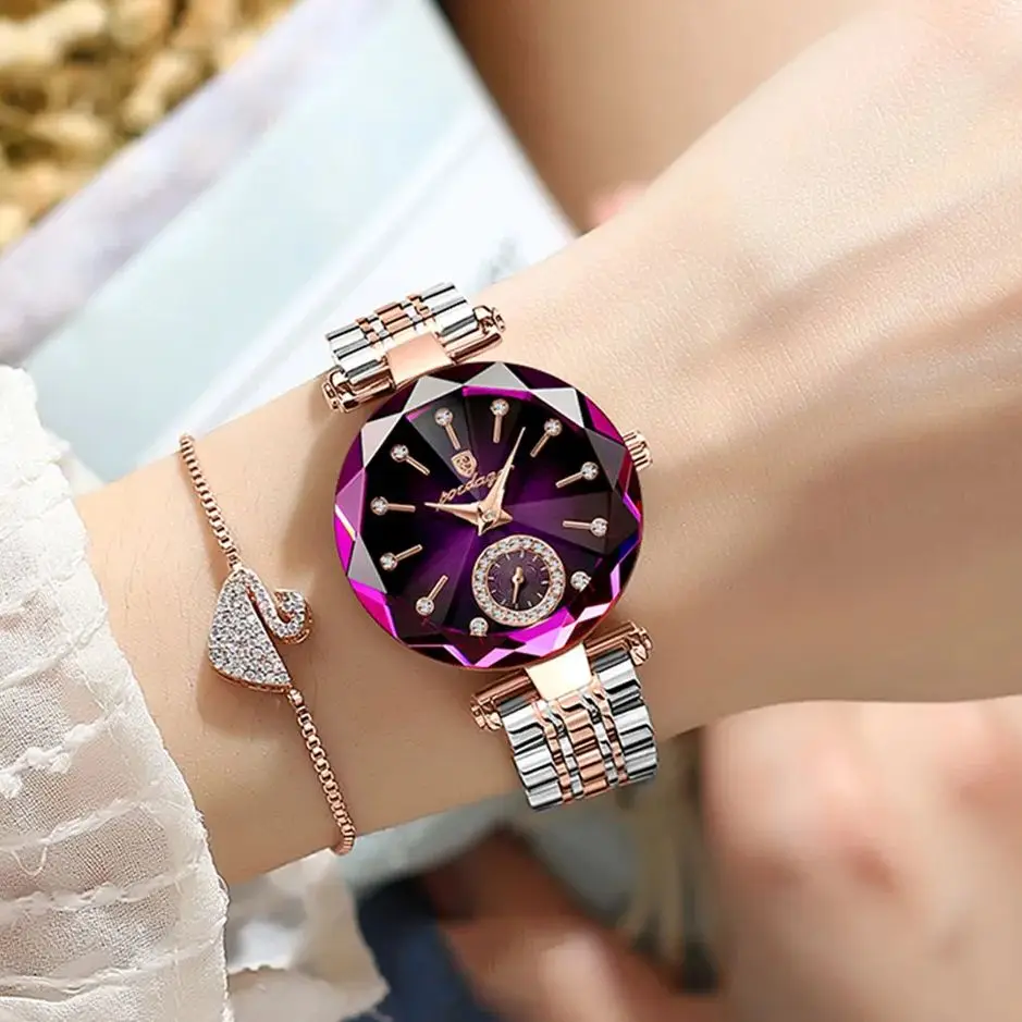 POEDAGAR, reloj de pulsera elegante de lujo para mujer, relojes de cuarzo de acero inoxidable resistentes al agua para mujer, vestido informal sencillo, reloj para mujer