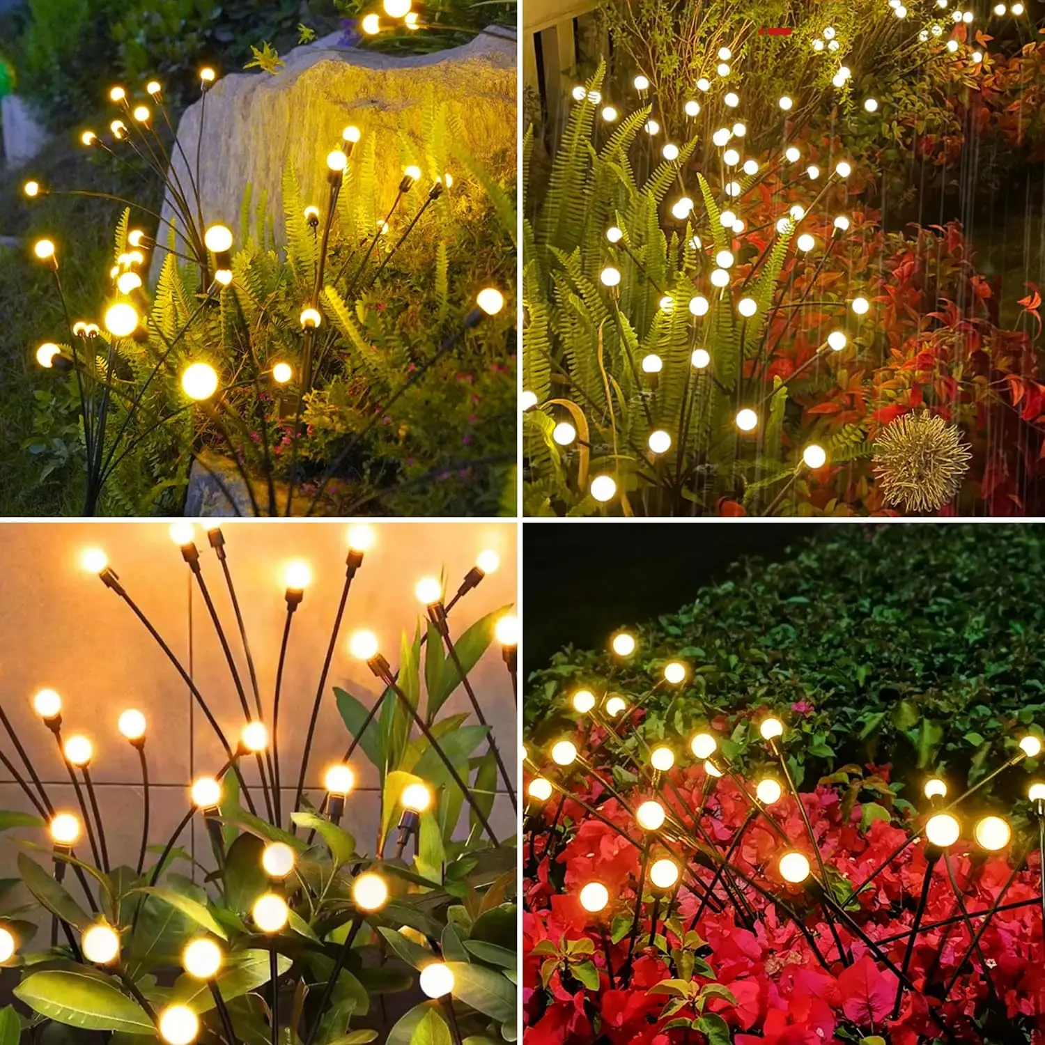 10 Luces Solares LED para Jardín, Tipo Luciérnaga, Impermeables, para Exteriores, Patio, Camino, Decoración Navideña, Lámpara Solar de Jardín