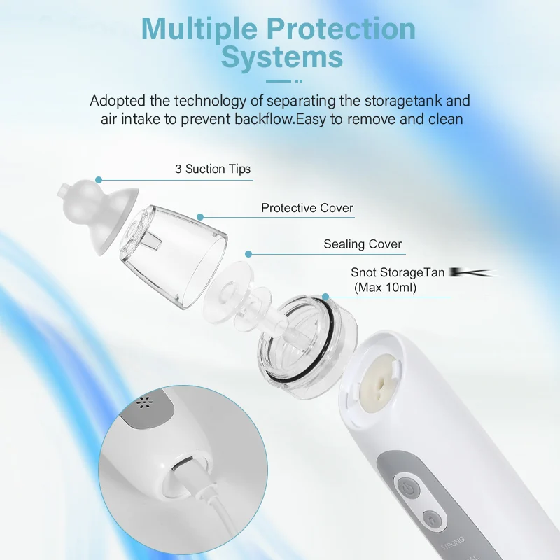 Venta al por mayor y Dropshipping, nuevo patrón, aspirador Nasal eléctrico para bebé, versión de carga, aspirador para chupar, prevenir la congestión Nasal