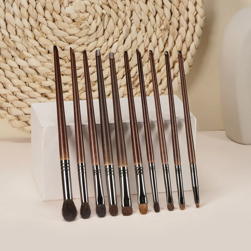 OVW 10 Uds sombra de ojos profesional delineador de ojos licuadora detalle sombreador corto crema para párpados juego de brochas de belleza