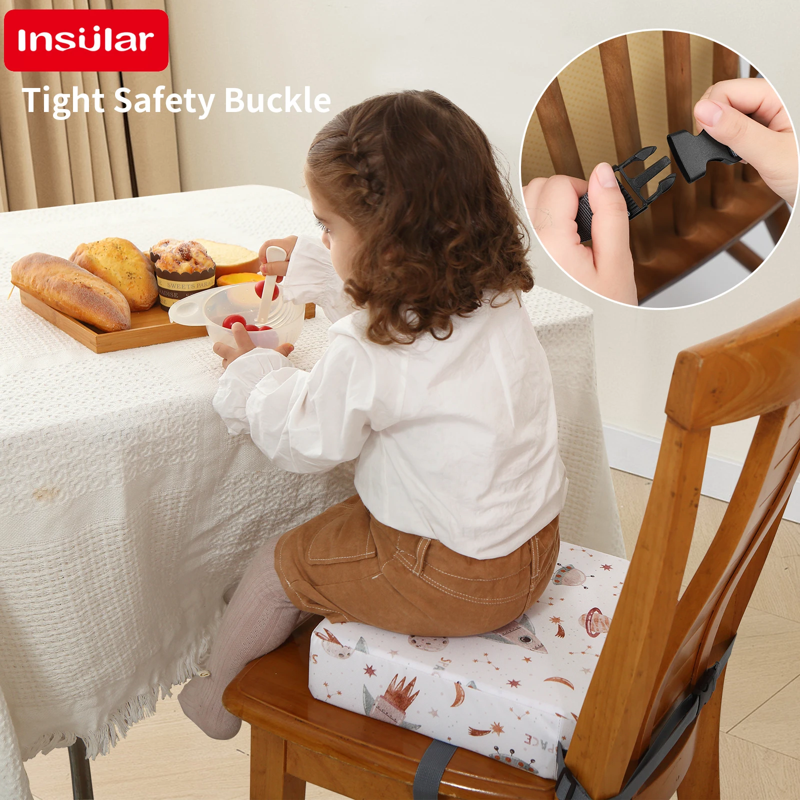 Cojín elevador para silla de comedor de bebé, asiento extraíble para trona para niños, cojín elevador para silla de estrella, asiento impermeable para silla infantil
