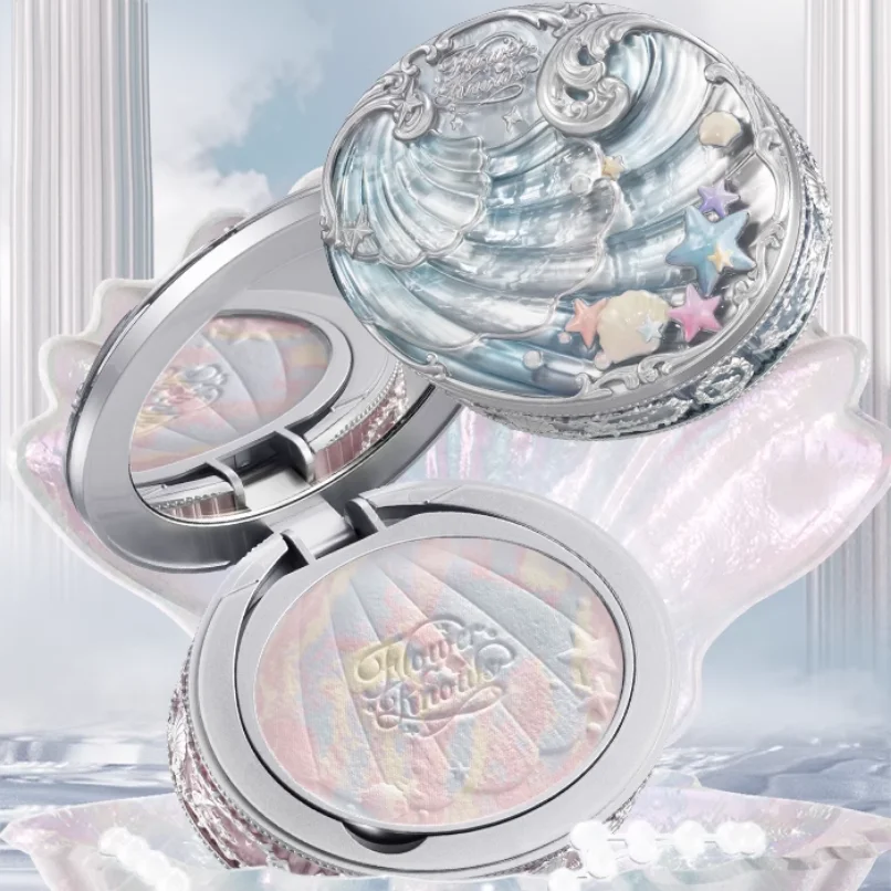 Flower Knows Shell Pearl Collection polvo horneado Color mezclado miel en polvo claro mate maquillaje ajuste polvo brillo de bronce Natural
