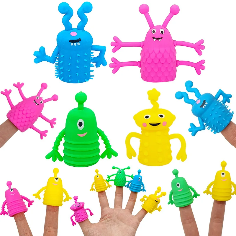 5/10/20 piezas de lindos monstruos de goma suave y elástica para los dedos, juguetes antiestrés para regalos de fiesta de cumpleaños, obsequios para invitados, juguetes.
