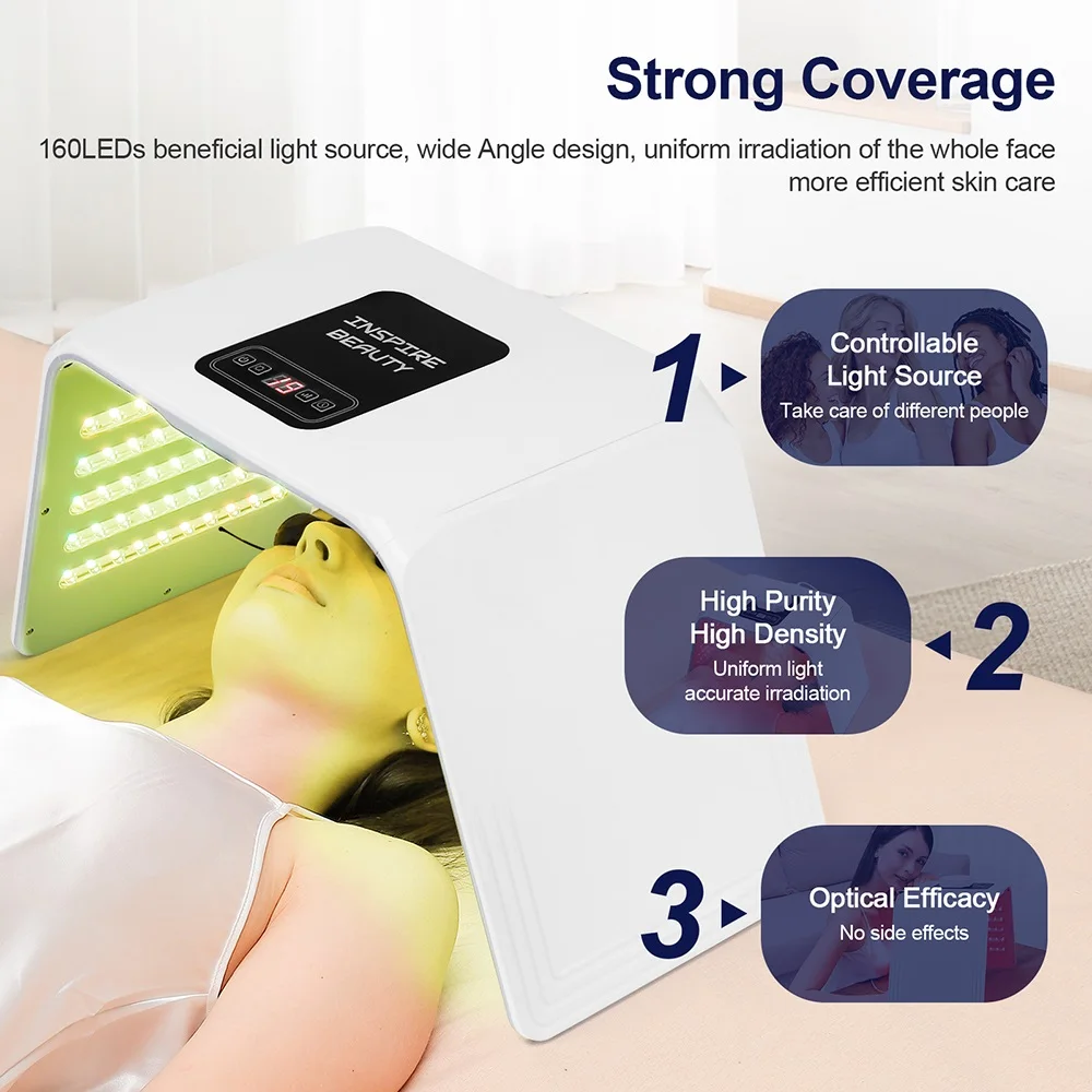Máquina de fotones LED plegable de 160 LED, 7 colores, uso doméstico, salón de belleza, máscara LED para SPA corporal Facial, máquina PDT, máscara LED para el cuidado de la piel