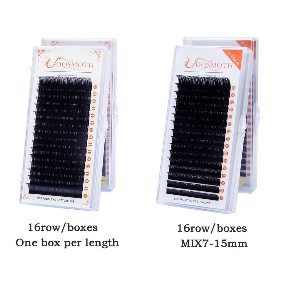 DOSMOTH 10 cajas 16 filas 7-16mm extensiones de pestañas de visón supples extensión de pestañas postizas individuales cosméticos