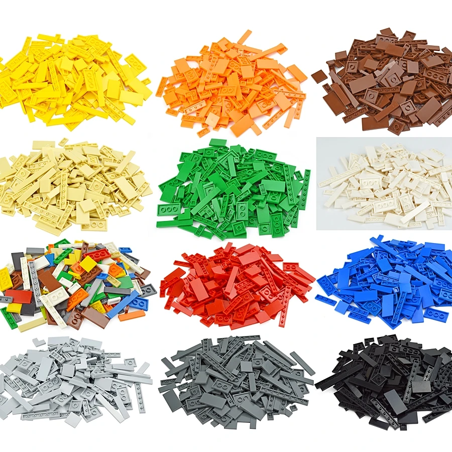 Leduo-modelo de bloques de construcción lisos y finos para niños, piezas de juguete multicolor de 150 piezas, figuras a granel, azulejos planos, juguetes educativos
