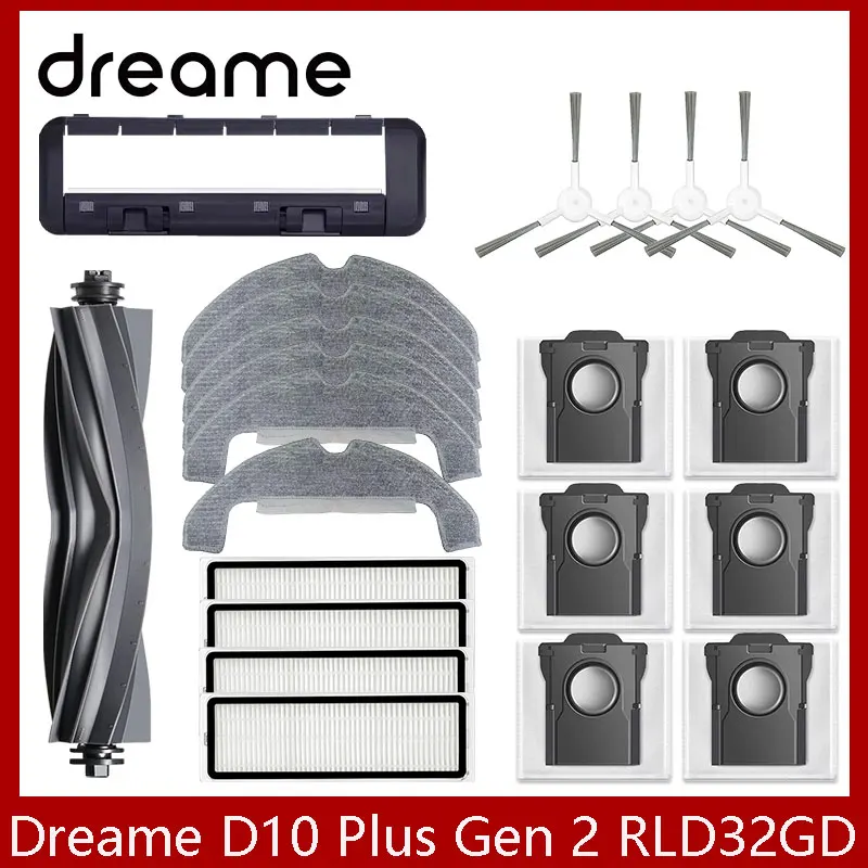 Dreame D10 Plus Gen 2 RLD32GD Robot repuestos de aspiradora consumibles Cepillo Lateral principal filtro Hepa paño de mopa bolsa de polvo Accesorios