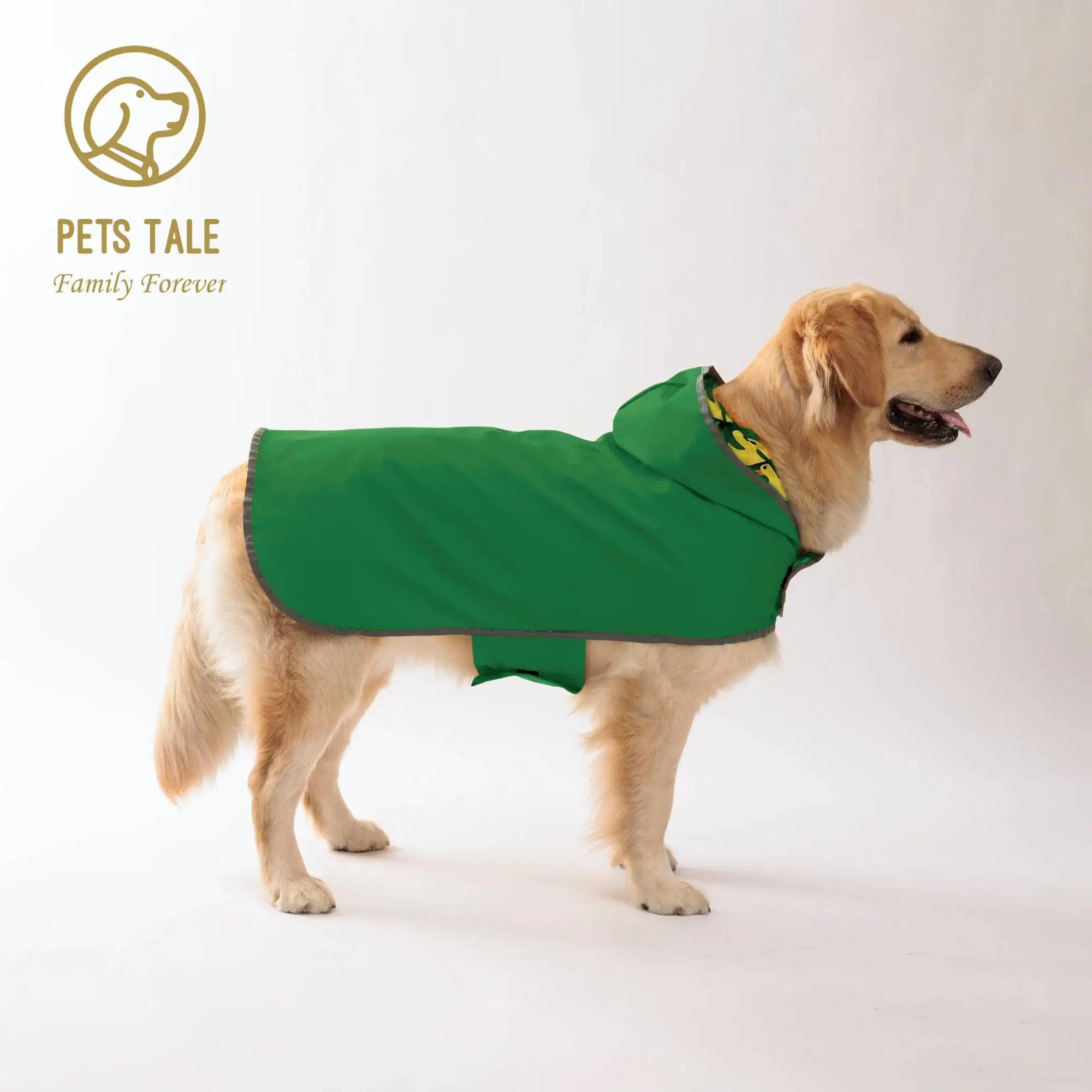 ¡Manta tu cachorro seco y elegante: impermeable amarillo de doble capa con uso bidireccional!