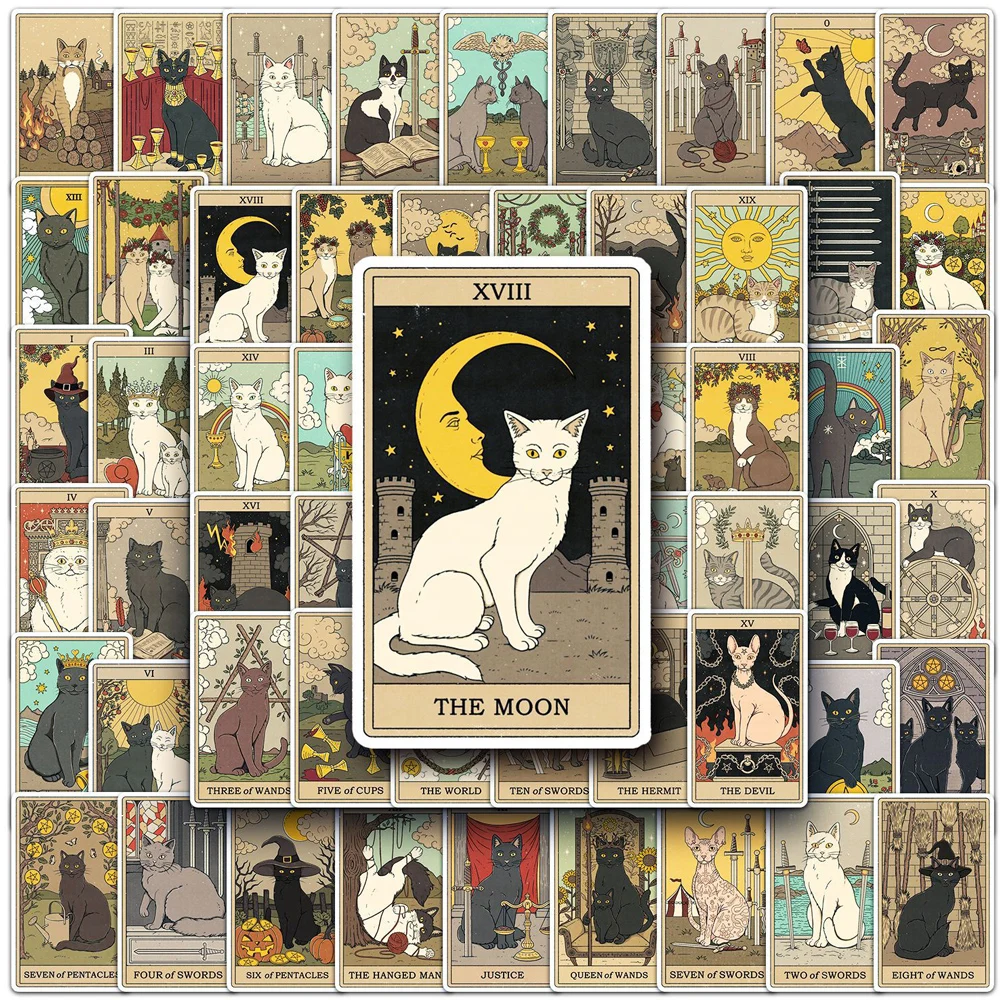 10/30/78 Uds. Pegatinas de Tarot estilo gato clásico Vintage calcomanías de decoración divertidas juguete para regalo PVC DIY maleta para portátil guitarra monopatín
