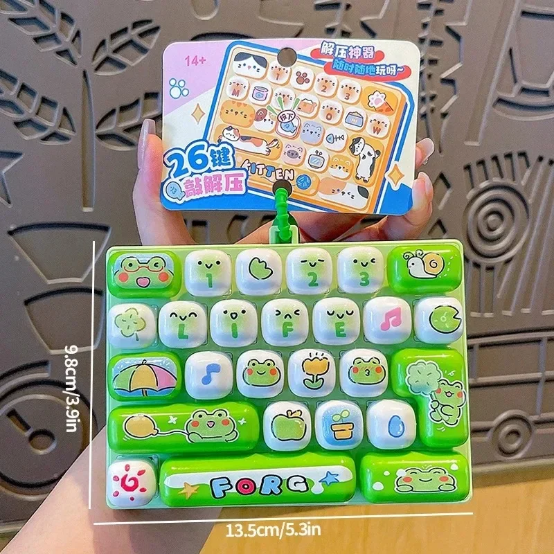 26Grid Keycap Clicker Antiestrés, Llavero de Teclado Fidget, Botón de Descompresión, Diseño de Dibujos Animados, Relajante para Manos, Regalo para Fiestas, 26구 키캡 키링