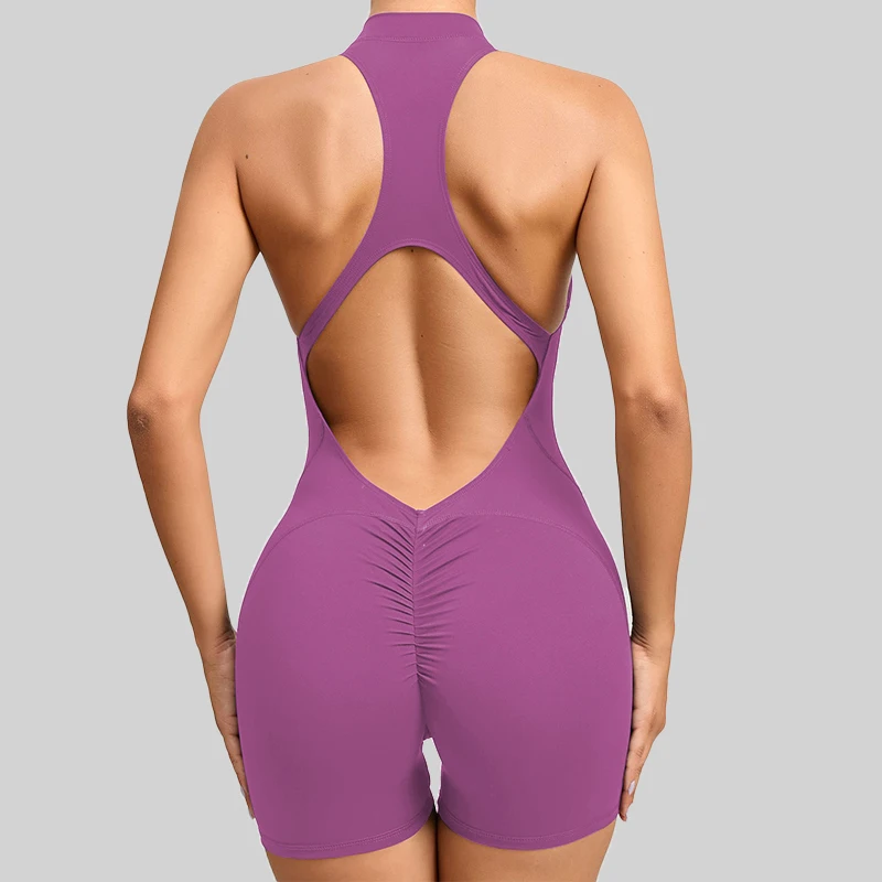 Mono Deportivo Corto de Verano sin Mangas para Mujer, Conjunto de Gimnasio, Ropa de Yoga, Traje de Una Pieza para Ejercicio, Bodysuit para Recreación al Aire Libre